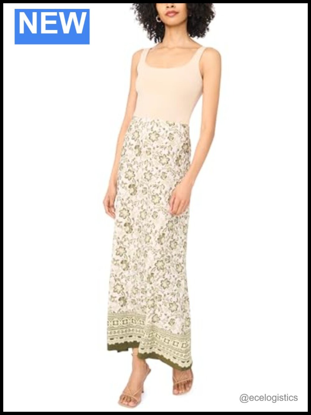 Floral Print A-Line Maxi Skirt 100% Rayon Mid Rise